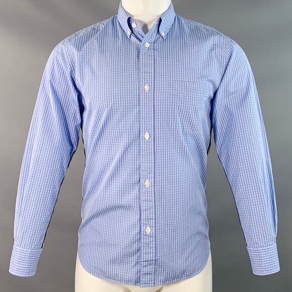 COMME des GARCONS HOMME Size XS Blue White Plaid Cotton Long Sleeve Shirt - Picture 1 of 6
